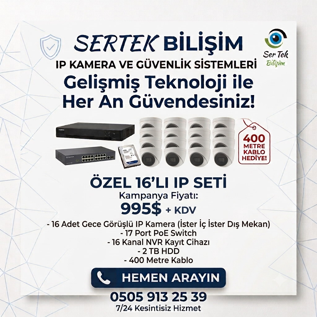 16 Kameralı IP Kamera Seti
