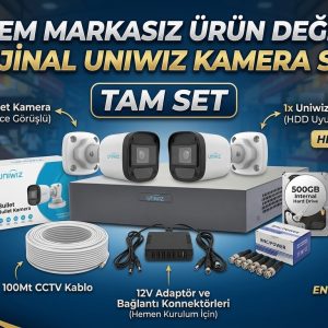 4 Kameralı UNIWIZ AHD Kamera Seti - TAM SET (500GB HDD + 100M Kablo Dahil)