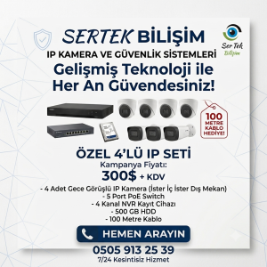 4 Kameralı IP Kamera Sistemi