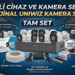 8 Kameralı UNIWIZ AHD Kamera Seti - TAM SET (500GB HDD + 200M Kablo Dahil)