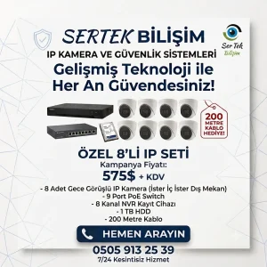 8 Kanal IP Kamera Güvenlik Seti