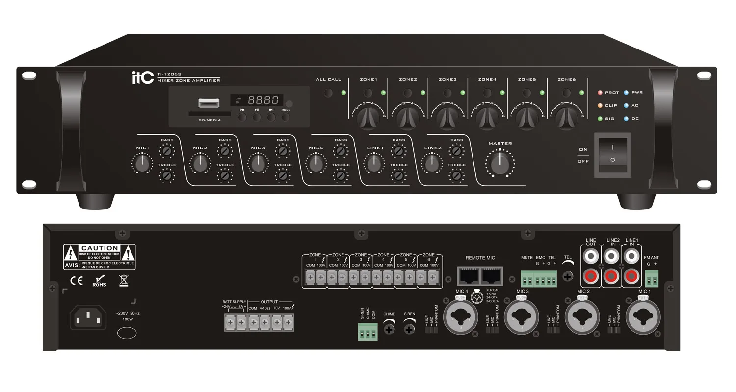 ITC TI-5006S 6 Zone Dijital Mikser Amplifikatör ürün görseli